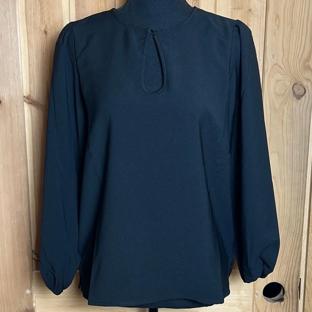 J CREW Puff sleeve Open keyhole blouse